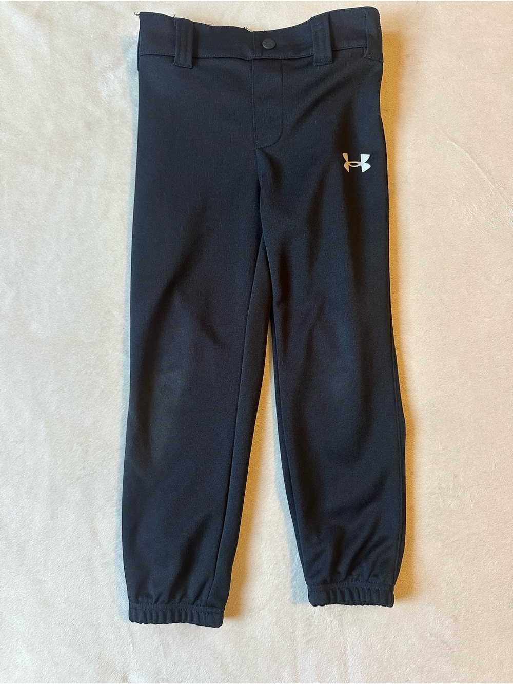 Kids Under Armour Black Pull Up Pants with Belt Loops Baseball Softball Tee ball